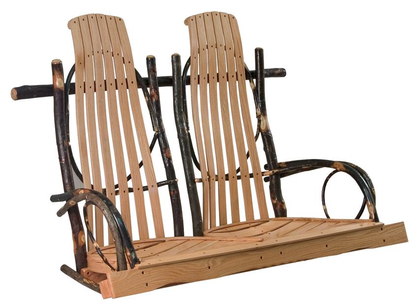 Amish Hickory Double Rocker Style Porch Swing